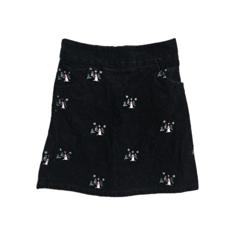 Heartstrings Girls‎ Holiday Christmas Corduroy Skirt 10 Snow Man